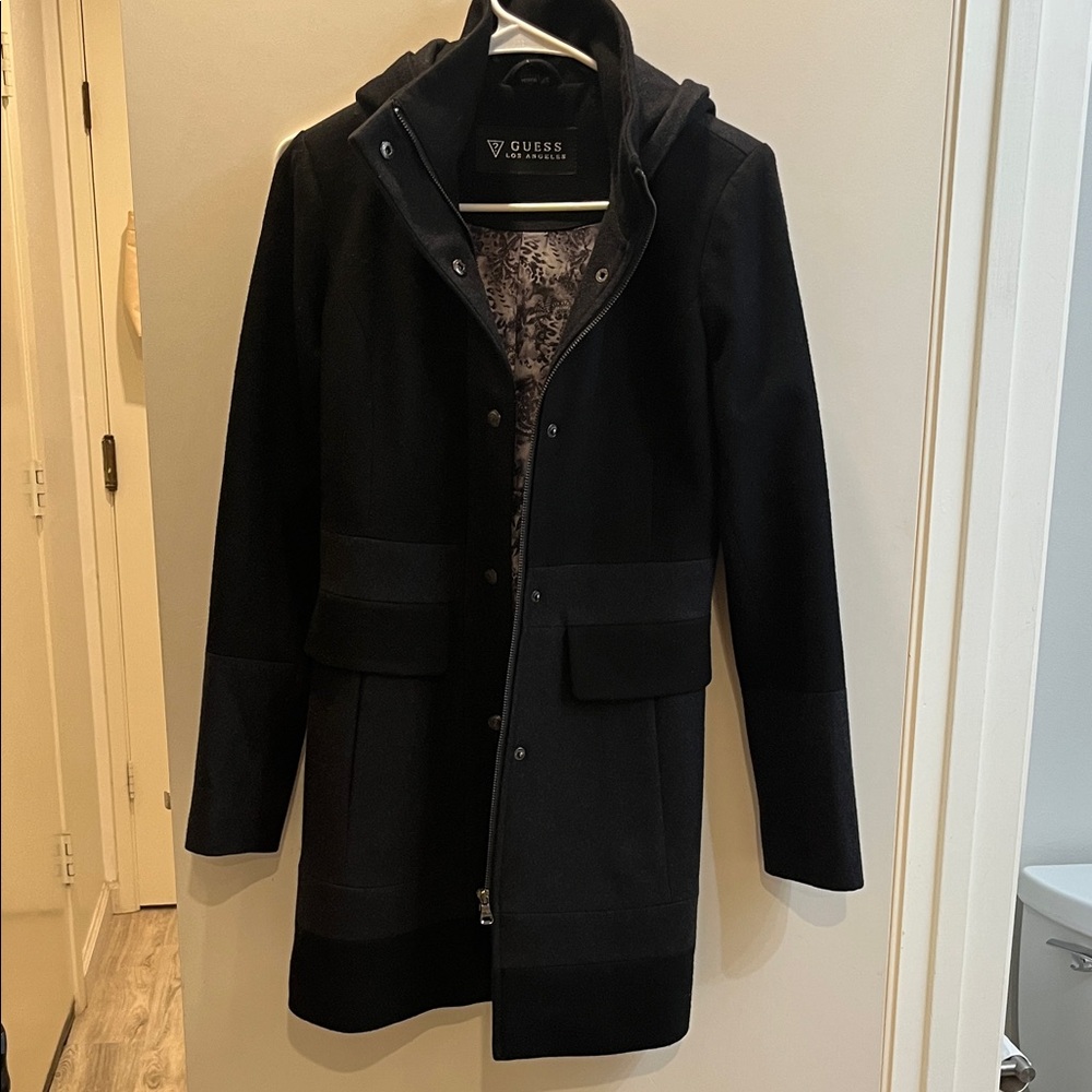Guess Elegant Black Hooded Jacket